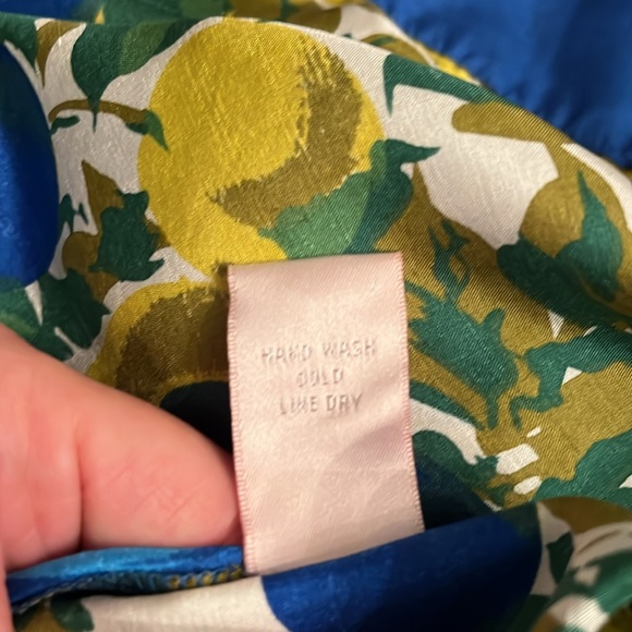 Rebecca Taylor Royal Blue green and olive color Silk Dress size 6 - Picture 14 of 16